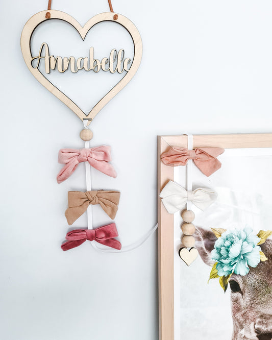 Heart Shaped Bow & Hair Accessory Holder